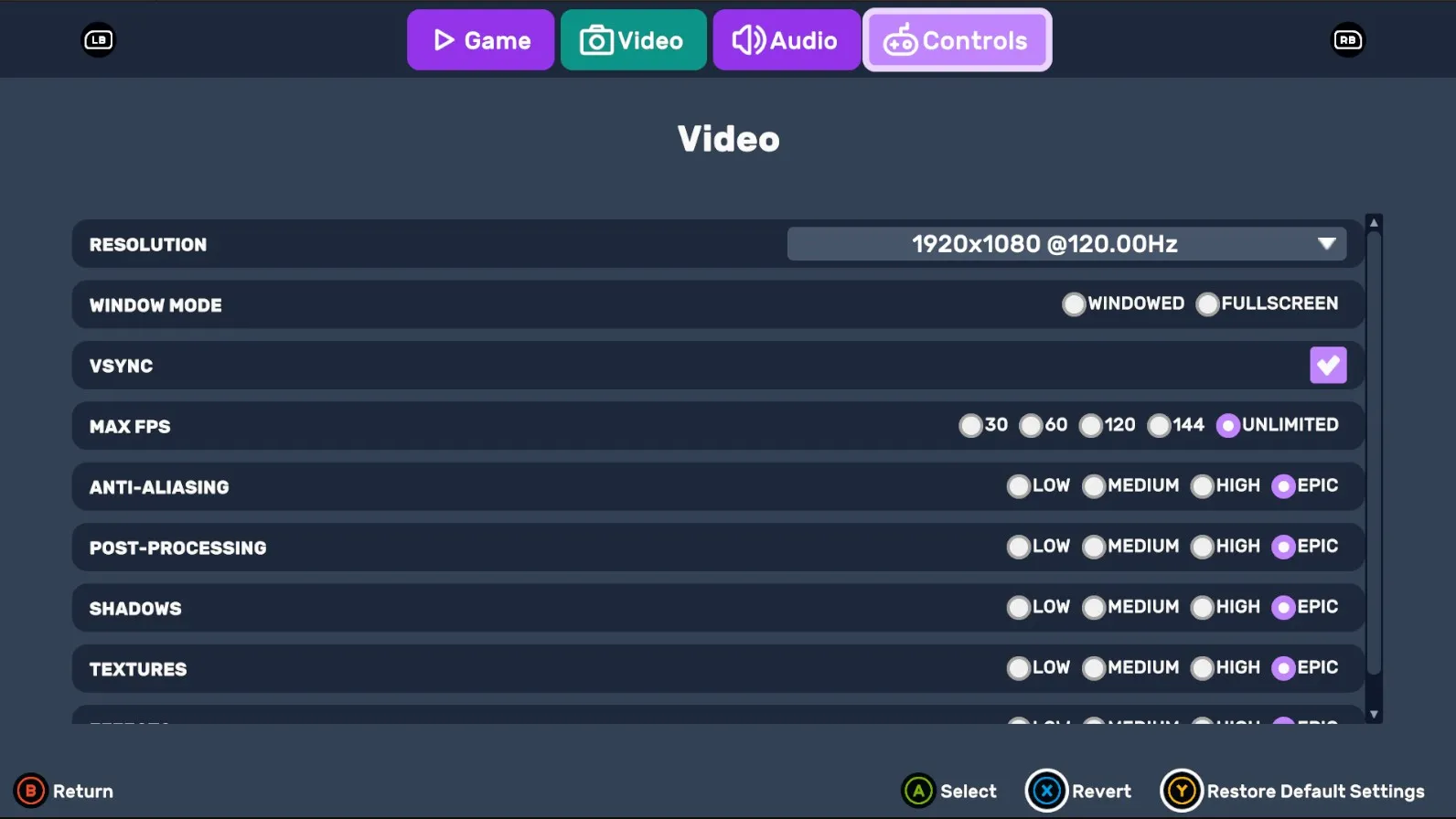 Tab View in Settings